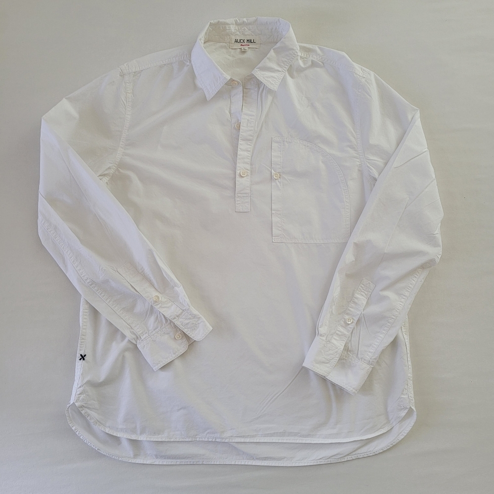 Alex Mill White Button-Down Popover Shirt